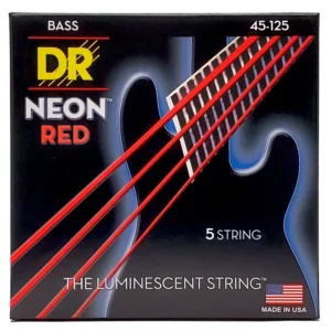 DRS-NRB5-45 | DR STRINGS | CUERDAS HI-DEF NEON™ RED: COATED BASS STRINGS: 45, 65, 85, 105, 125 "DR STRINGS"