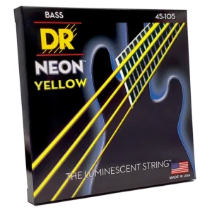 DRS-NYB-45 | DR STRINGS | CUERDAS NEON YELLOW BAJO ELECTRICO 4 CUERDAS 45, 65, 85, 105 "DR STRINGS"