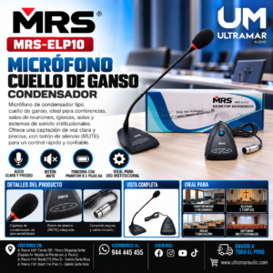 MRS MRS-ELP10 Micrófono Cuello de Ganso condensador con boton mute