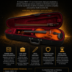 NBV01 1/2 | CASARES | VIOLIN 1/2 CON CASE DURO, INCL/PEZ "CASARES"