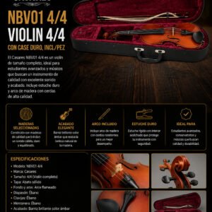 NBV01 4/4 | CASARES | VIOLIN 4/4 CON CASE DURO, INCL/PEZ "CASARES"