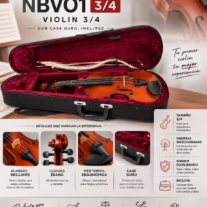 NBV01 3/4 | CASARES | VIOLIN 3/4 CON CASE DURO, INCL/PEZ "CASARES"
