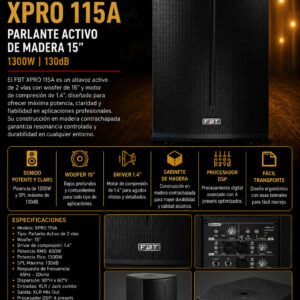FBT XPRO 115A Parlante Activo de madera 15" 1300W 130dB