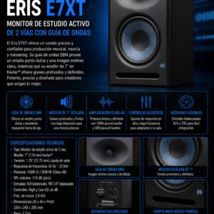 ERIS E7XT | Presonus | Monitor de estudio activos (UN) de 2 vías con guía de ondas
