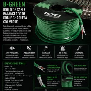 B-GREEN | CMP | ROLLO DE CABLE BALANCEADO DE DOBLE CHAQUETA COL VERDE