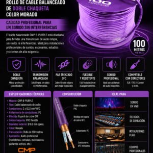 CMP B-PURPLE ROLLO DE CABLE BALANCEADO DE DOBLE CHAQUETA COL MORADO