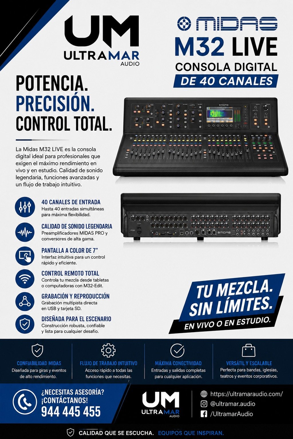 Midas M32 LIVE Consola Digital de 40 canales