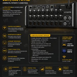 MIDAS MR18 Consola digital de 18 canales formato pequeño