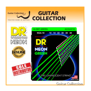 DRS-NGA-10 | DR STRINGS | CUERDAS HI-DEF NEON™ GREEN: COATED ACOUSTIC: 10, 14, 22, 30, 38, 48 "DR STRINGS"