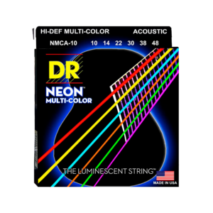 DRS-NMCA-10 | DR STRINGS | CUERDAS HI-DEF NEON™ MULTI-COLOR: COATED ACOUSTIC: 10, 13, 22, 30, 38, 48   "DR STRINGS"