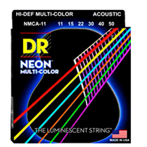 DRS-NMCA-11 | DR STRINGS | CUERDAS HI-DEF NEON™ MULTI-COLOR: COATED ACOUSTIC: 11, 15, 22, 30, 40, 50 "DR STRINGS"