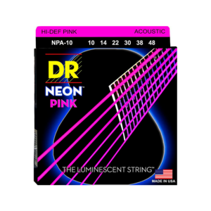 DRS-NPA-10 | DR STRINGS | CUERDAS HI-DEF NEON™ PINK: COATED ACOUSTIC: 10, 14, 22, 30, 38, 48 "DR STRINGS"