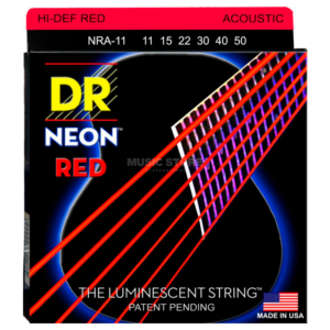 DRS-NRA-11 | DR STRINGS | CUERDAS HI-DEF NEON™ RED: COATED ACOUSTIC: 11, 15, 22, 30, 40, 50 "DR STRINGS"