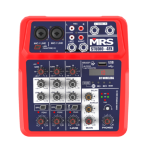 MRS-STUDIO 4FX Mezclador Inalámbrico BT de 4 Canales con Interfaz de Audio y Tarjeta de sonido