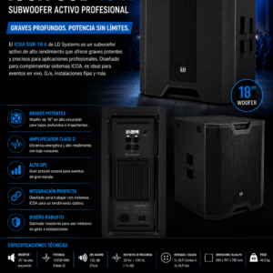 LD Systems ICOA-SUB18A Subwoofer Activo de 18" 2400W 133dB