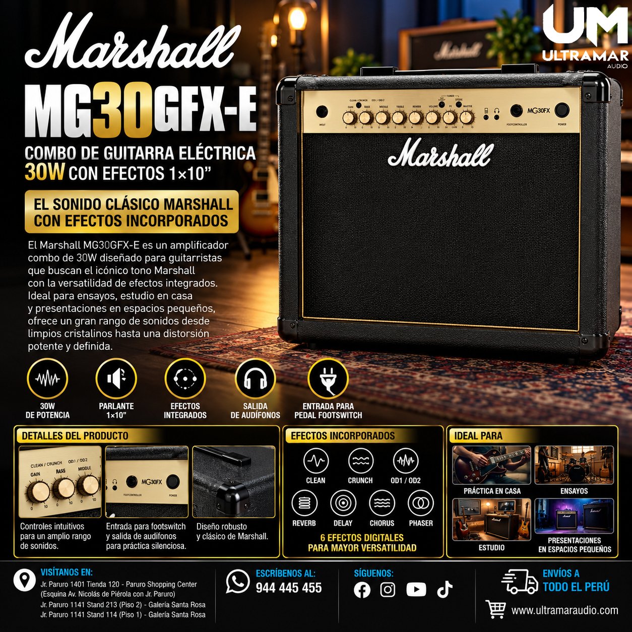 Marshall MG30GFX-E | COMBO 30W C/FX 1x10"