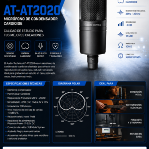 AT-AT2020 Audio Technica Microfono de Condensador Cardioide