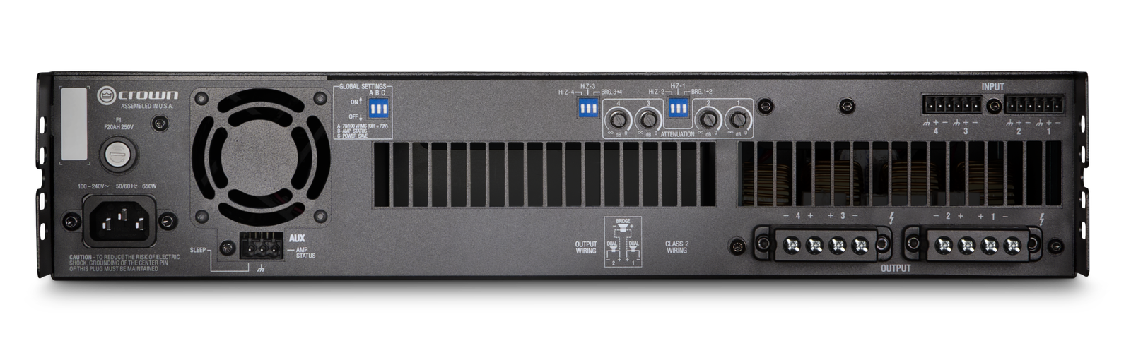 DCi 4X600 | CROWN | Amplificador de potencia analógico de cuatro canales, 600 W a 4 Ω, 70 V/100 V - Imagen 2