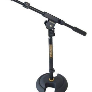 Hercules MS120B Pedestal de Micrófono con Base "H" de Perfil bajo Pluma y Clip para micrófono