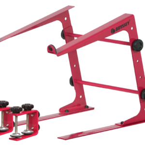 LSTANDRED | ODYSSEY | Soporte de audio para Dj de color rojo para portátil con abrazaderas