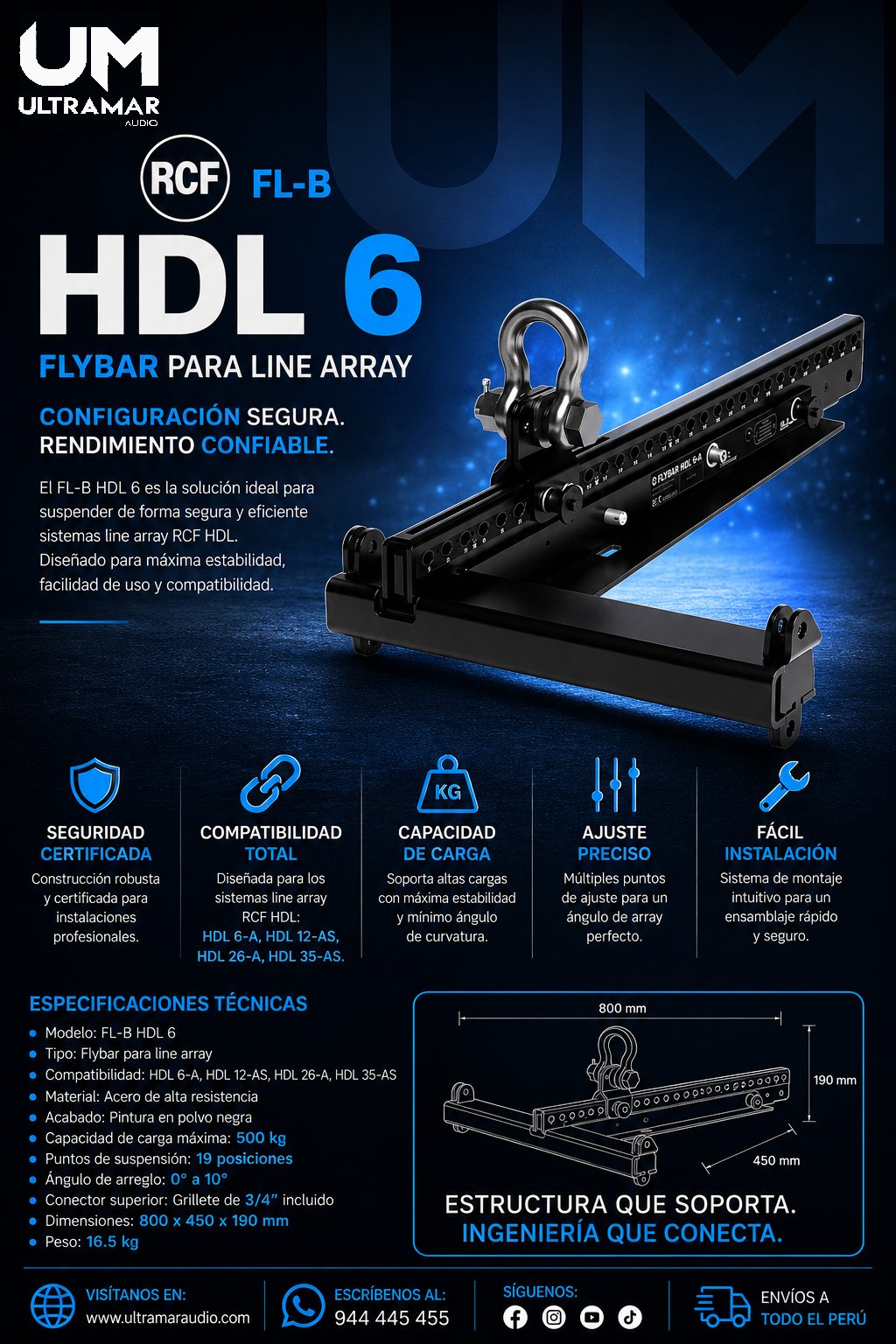 FL-B HDL 6 | RCF | Flybar para HDL 6-A; HDL 12-AS; HDL 26-A; HDL 35-AS