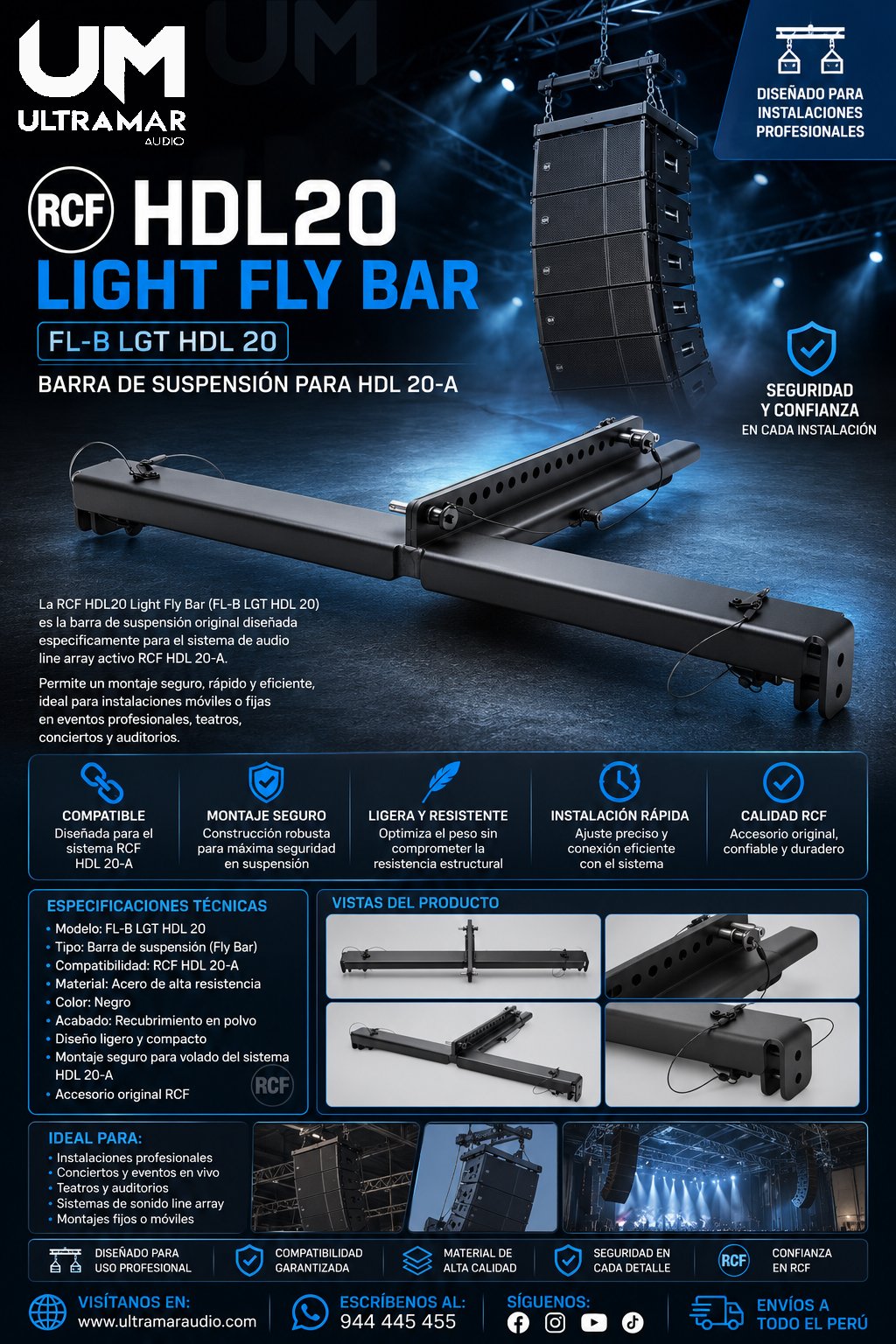 RCF HDL20 LIGHT FLY BAR / FL-B LGT HDL 20 BARRA DE SUSPENSIÓN PARA HDL 20-A