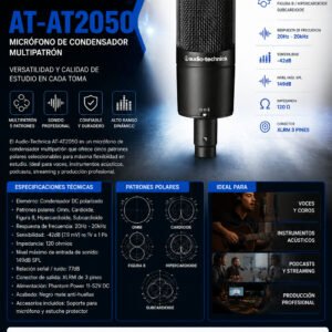 Audio Technica  AT-AT2050  Micrófono de condensador multipatrón