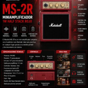 Marshall MS-2R | MINIAMPLIFICADOR 1W HALF STACK ROJO
