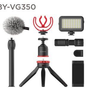 BY-VG350 | BOYA | Kit de Micrófono para Teléfonos con Trípode y luz Led