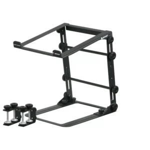 LSTANDM | ODYSSEY | SOPORTE NEGRO L PLEGABLE MÓVIL PORTÁTIL / SOPORTE DE EQUIPO CON ABRAZADERAS DE MESA / ESTUCHE