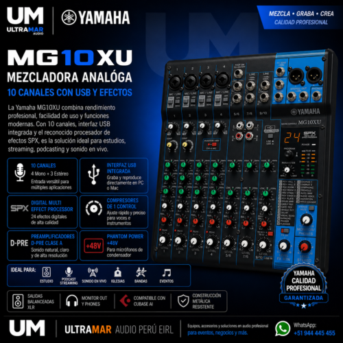 Yamaha MG10XU Disponible en Ultramar Audio Perú