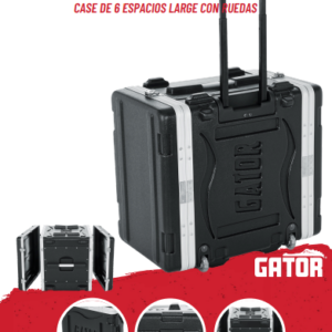 Gator GRR-6L Estuche Profesional de polietileno con ruedas para 6 espacios