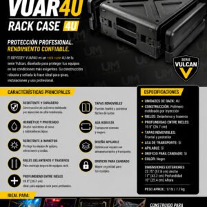 ODYSSEY VUAR4U Caja de bastidor 4U hermética a prueba de polvo moldeada por inyección Serie Vulcan