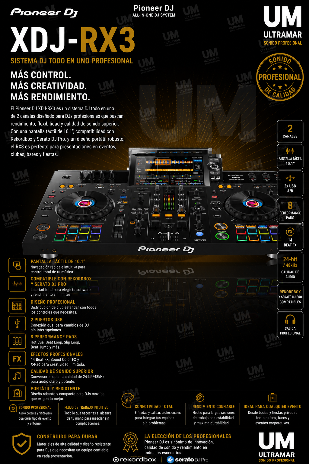 PIONEER XDJ-RX3 Sistema de DJ para performances «todo en uno» de 2 canales