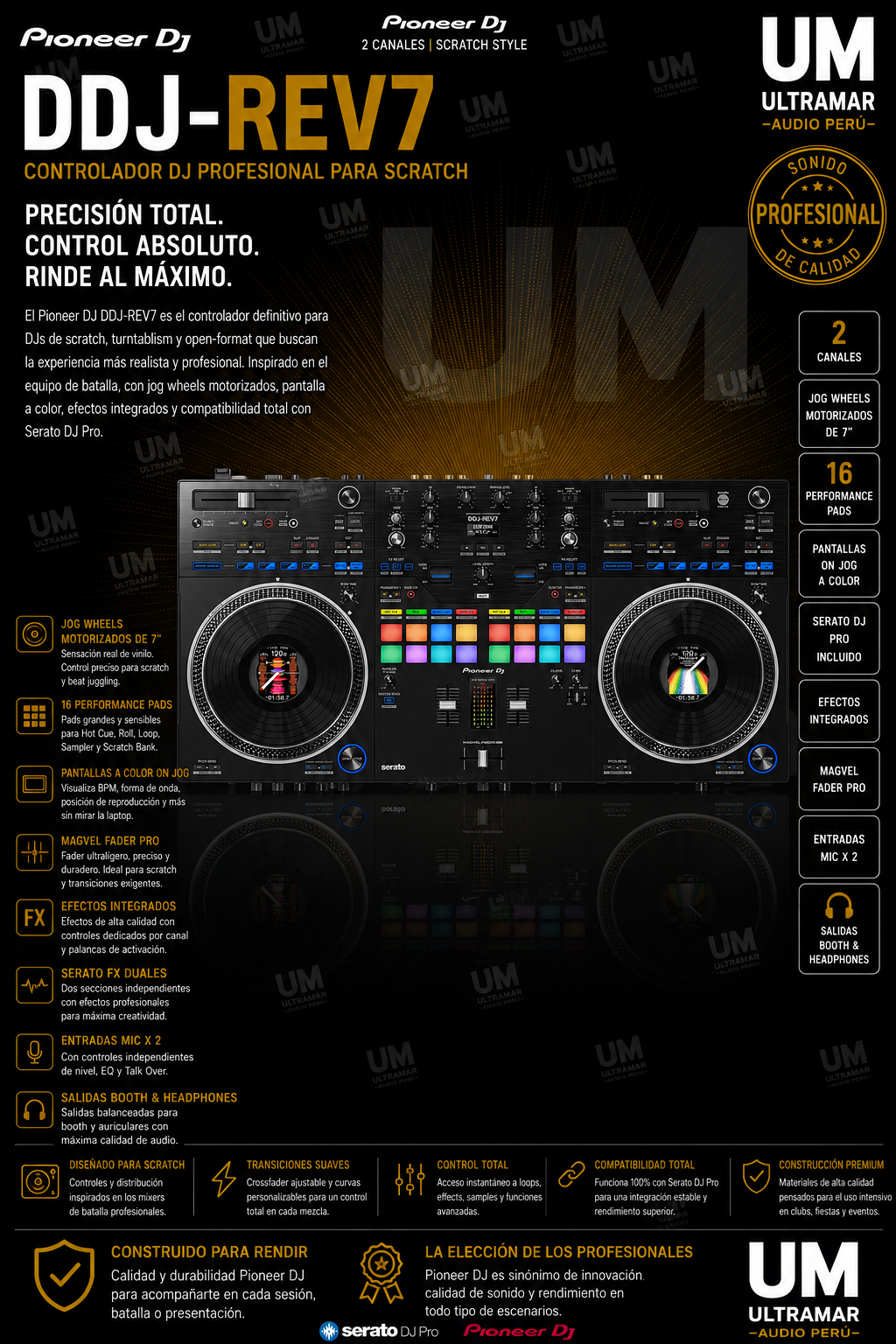 Pioneer Dj DDJ-REV7 Controlador Dj profesional de 2 canales