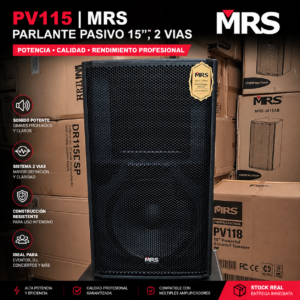 MRS PV115 Parlante Pasivo 15” 2 Vías | Potencia Profesional, Sonido Impactante y Máximo Rendimiento