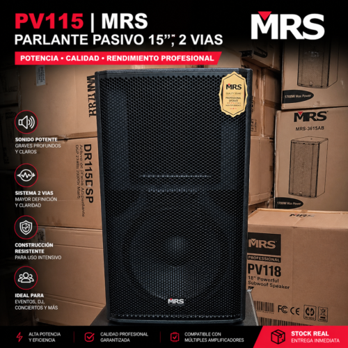 MRS PV115 Parlante Pasivo 15” 2 Vías | Potencia Profesional, Sonido Impactante y Máximo Rendimiento