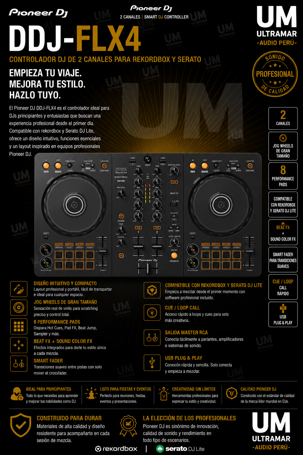 Pioneer Dj DDJ-FLX4 Controlador DJ de 2 canales