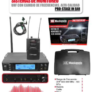 MACKENZIE PRO-STAGE IN EAR Sistema de Monitoreo In Ear Inalámbrico Profesional