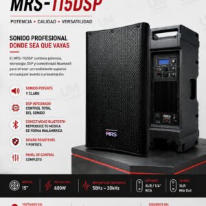 MRS MRS-115DSP Caja Amplificada C/DSP 1400W, BT, LF 15", HF 1.35", 136DB