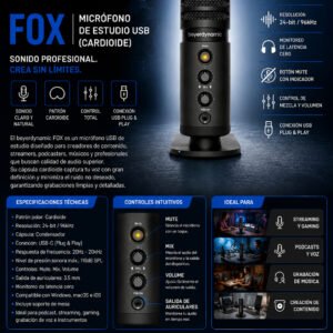 FOX | BEYERDYNAMIC | Micrófono de estudio USB (cardioide)