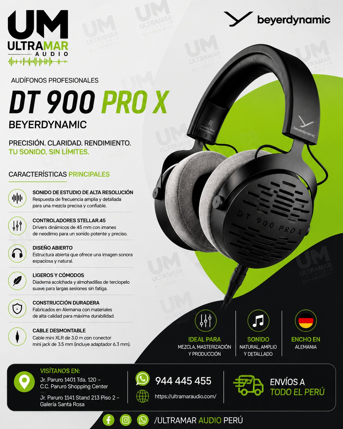 BEYERDYNAMIC DT 900 PRO X Auriculares de estudio para escucha crítica, mezcla y masterización (parte trasera abierta)