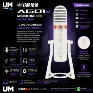 Yamaha AG01W Micrófono USB Blanco Profesional