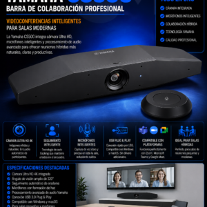 Yamaha CS500 barra de videoconferencia con cámara 4K y micrófonos integrados