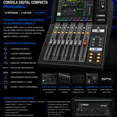 yahama DM3S (sin DANTE) consola mezcla digital