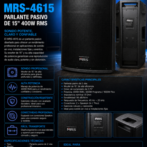 MRS-4615 | MRS | Altavoz Pasivo de  15" 400W RMS