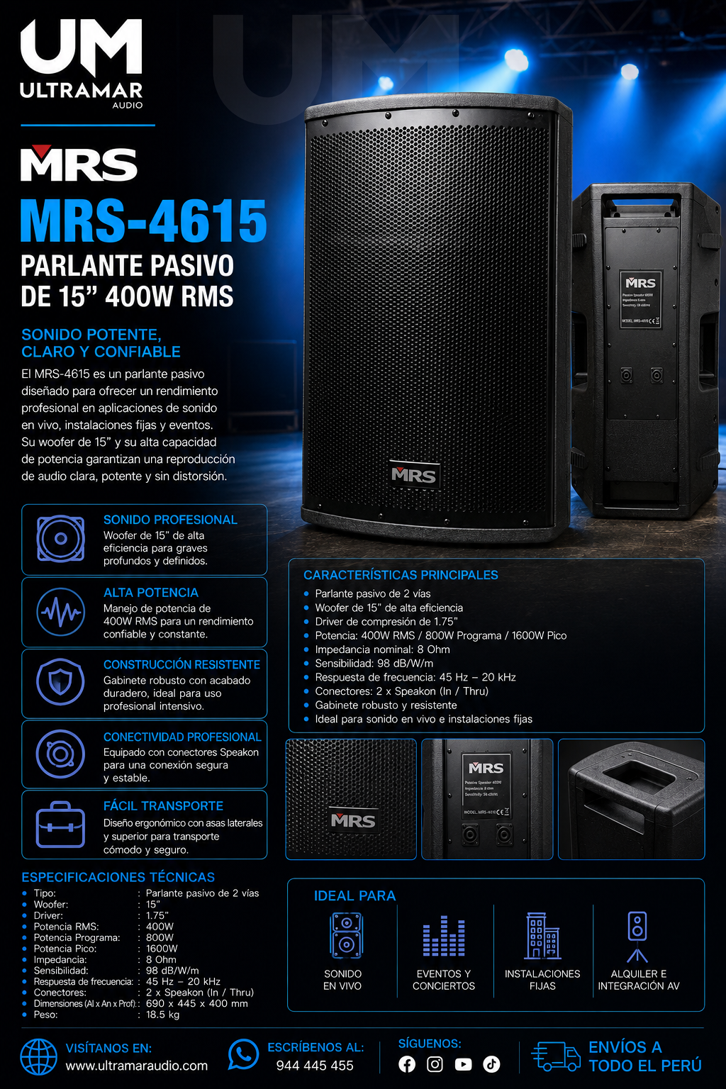 MRS-4615 | MRS | Altavoz Pasivo de 15" 400W RMS