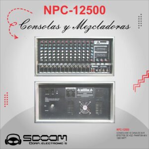 NPC-12500 | SOOOM | Mezclador Amplificado de 12 canales 1200W