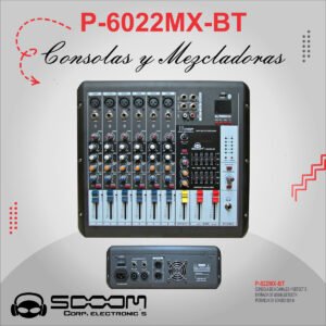 P-6022MXBT | SOOOM | Consola Amplificada de 6 canales USB