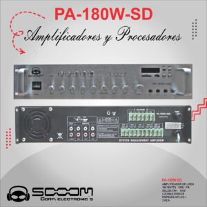 PA-180WUSD | SOOOM | Amplificador de línea de 180W perifoneo 5 zonas